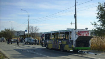 Автобус, взорванный террористкой-смертницей в Волгограде.