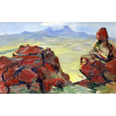 Мартирос Сарьян, 'Красные камни,' 1956, аукцион русского искусства Bonhams, продано за Ј 25 000