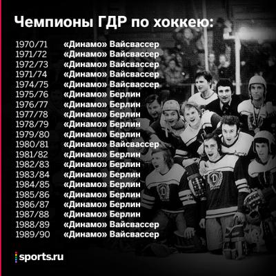 Два хоккейных 'Динамо' из Берлина и Вайсвассера с 1970 по 1990 годы разыгрывали между собой титул чемпиона ГДР