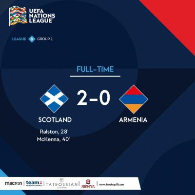 Сборная Армении по футболу в Глазго со счетом 0:2 уступили сборной Шотландии во втором туре розыгрыша Лиги наций УЕФА 2022/23 (группа 1, лига В)