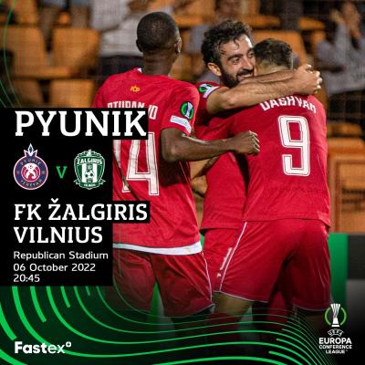 6 октября в 20:45 на стадионе 'Республиканский' в Ереване начнется матч третьего тура розыгрыша Лиги конференций УЕФА 'Пюник' – 'Жальгирис'